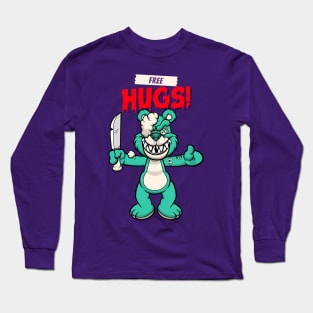 Cute Retro "Free Hugs" Evil Teddy Bear Long Sleeve T-Shirt